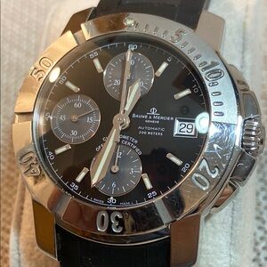 Baume & Mercier Black and Silver Men's Watch